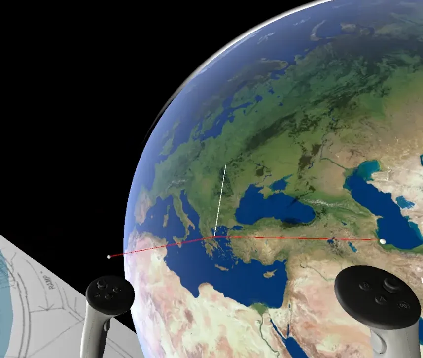 Earth-observation data displayed across virtual-reality and digital-dome environments