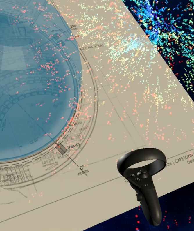 A virtual-reality interface controlling scientific content inside a digital dome theatre